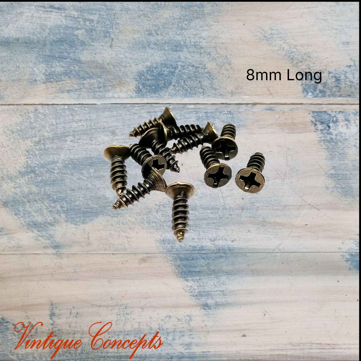 8mm long Bronze wood screw (pkt 10)