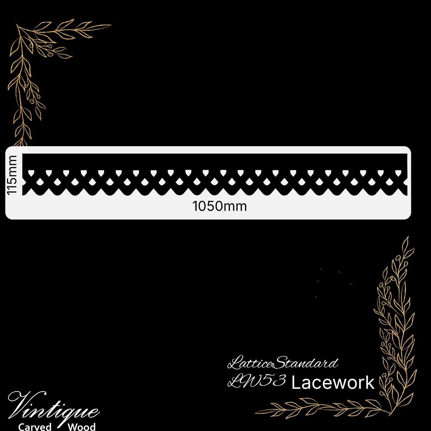 Wooden Lacework Border-Lattice DEEP (LW53) 115mm x 1050mm