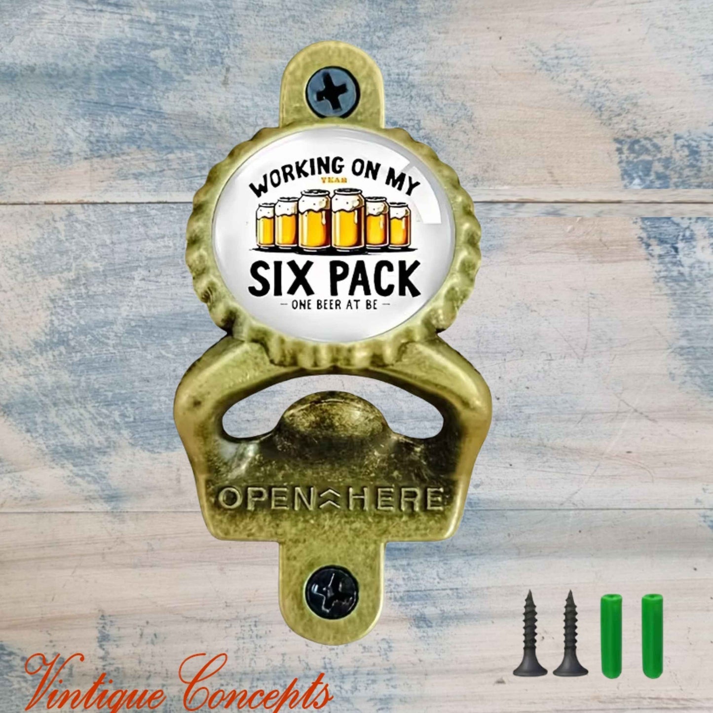 Working on my six pack- antique gold HD Wall Mounted Vintage Bottle opener for beer bottles