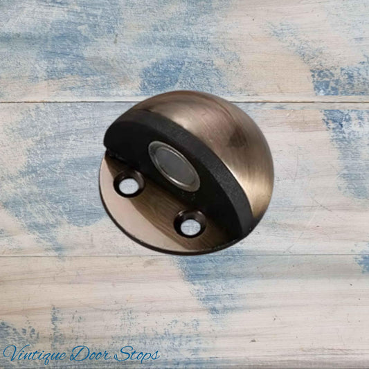 Antique Bronze Stainless Steel Oval Floor Magnetic Rubber Door Stop-NEW - Vintique Concepts