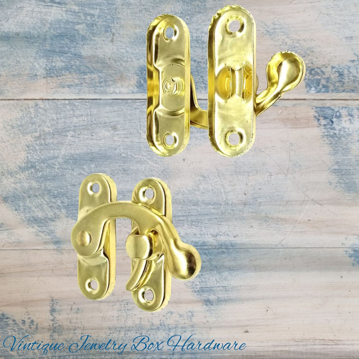 Vintage Style GOLD Swing Box Clasp Closure Lock Latch (2 Sizes)