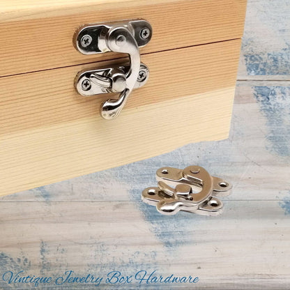 Vintage Style SILVER Swing Box Clasp Closure Lock Latch (2 sizes)