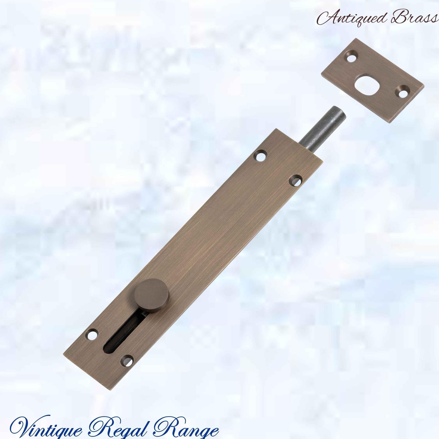 Reverse Sliding Barrel Bolt Antiqued Brass -150x32mm - Vintique Concepts