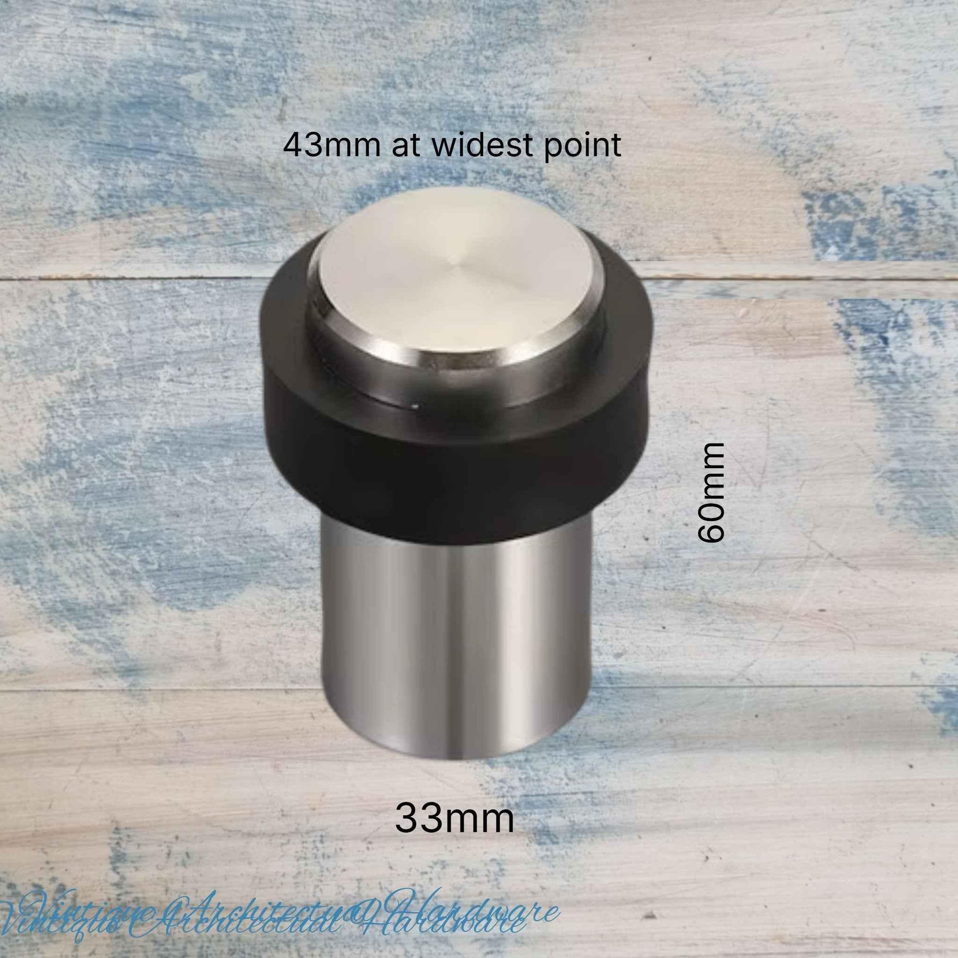 Silver Stainless steel Floor rubber DOOR BUMPER floor door stop 60mm high - Vintique Concepts