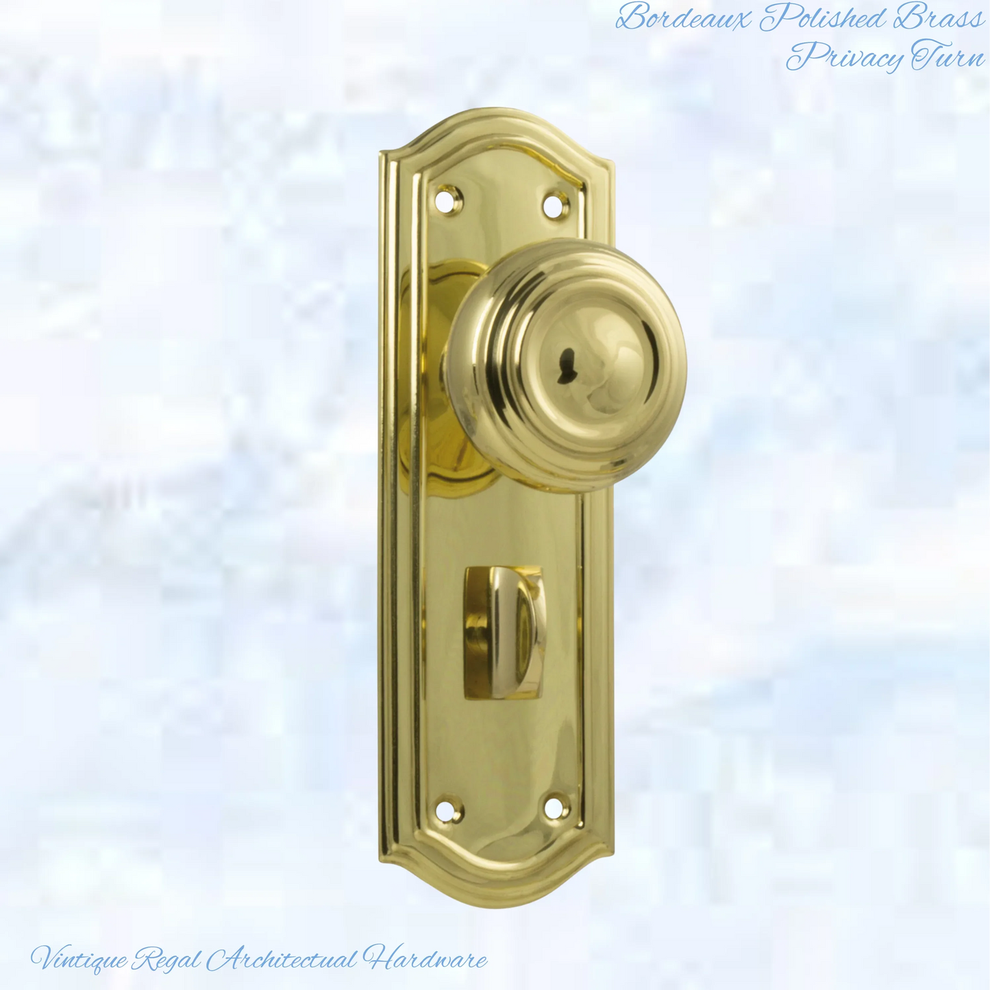 Polished Brass Bordeaux Door knob W/backplate 175 x 58mm - Vintique Concepts