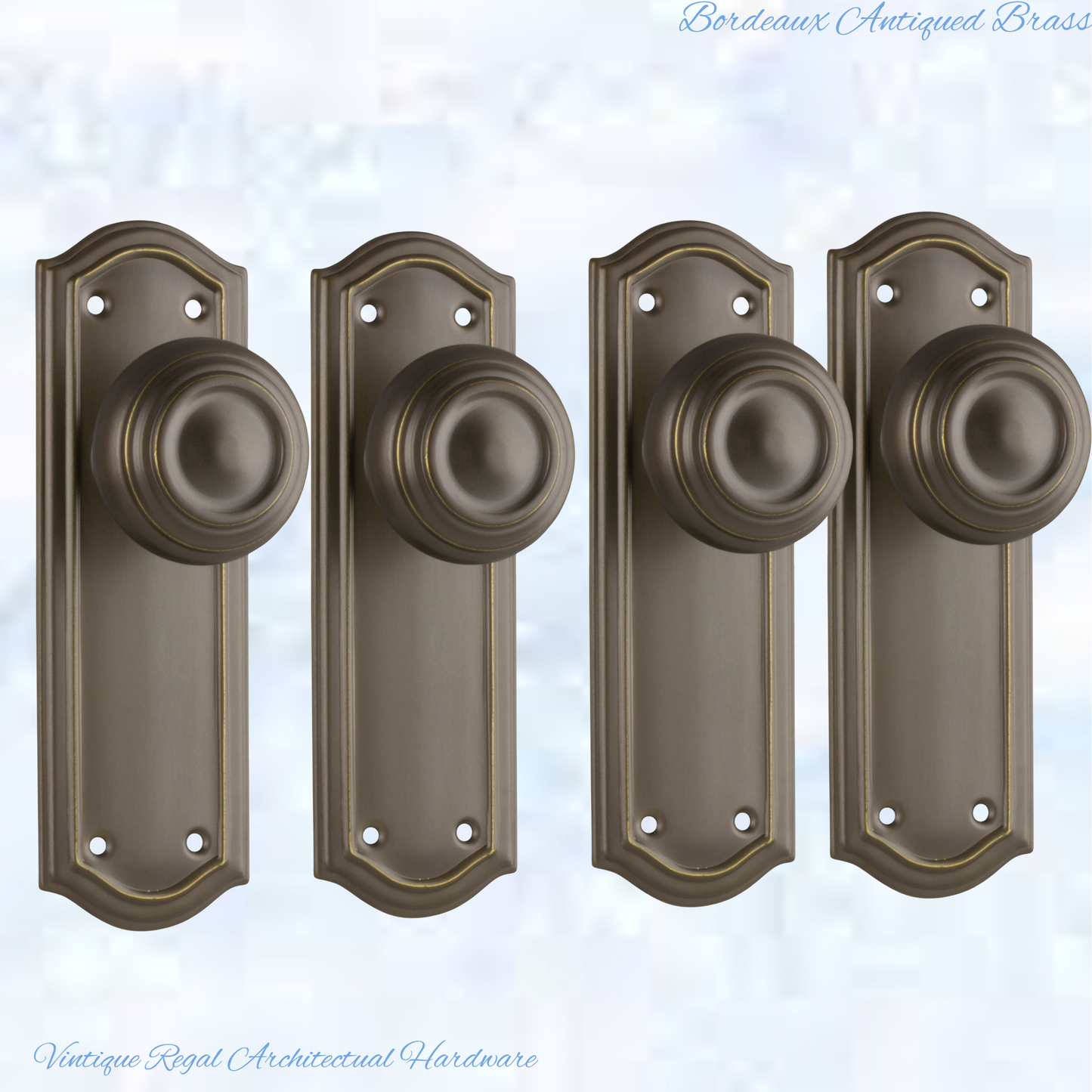 Antiqued Brass Bordeaux Door knob W/backplate 175 x 58mm