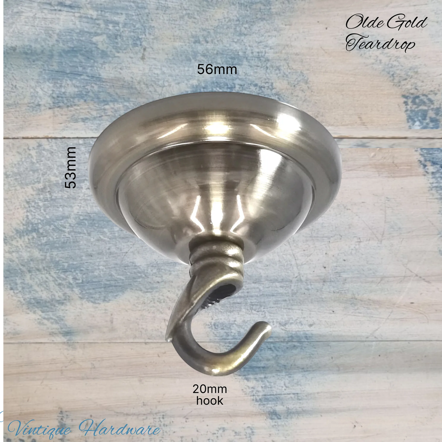 Teardrop Ceiling Rose Cover Plate Lamp ,chandelier, plant Hook-Olde Gold