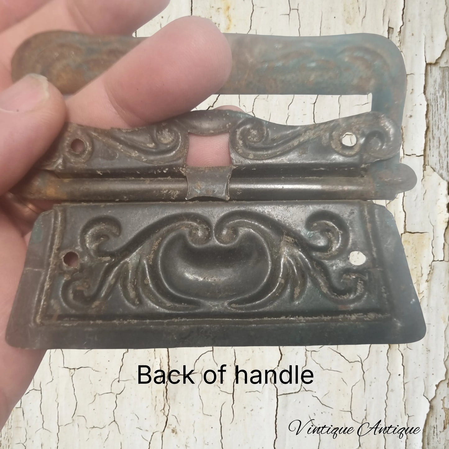 large rustic steel swing handle 110mm x 72mm-BARNTASTIC