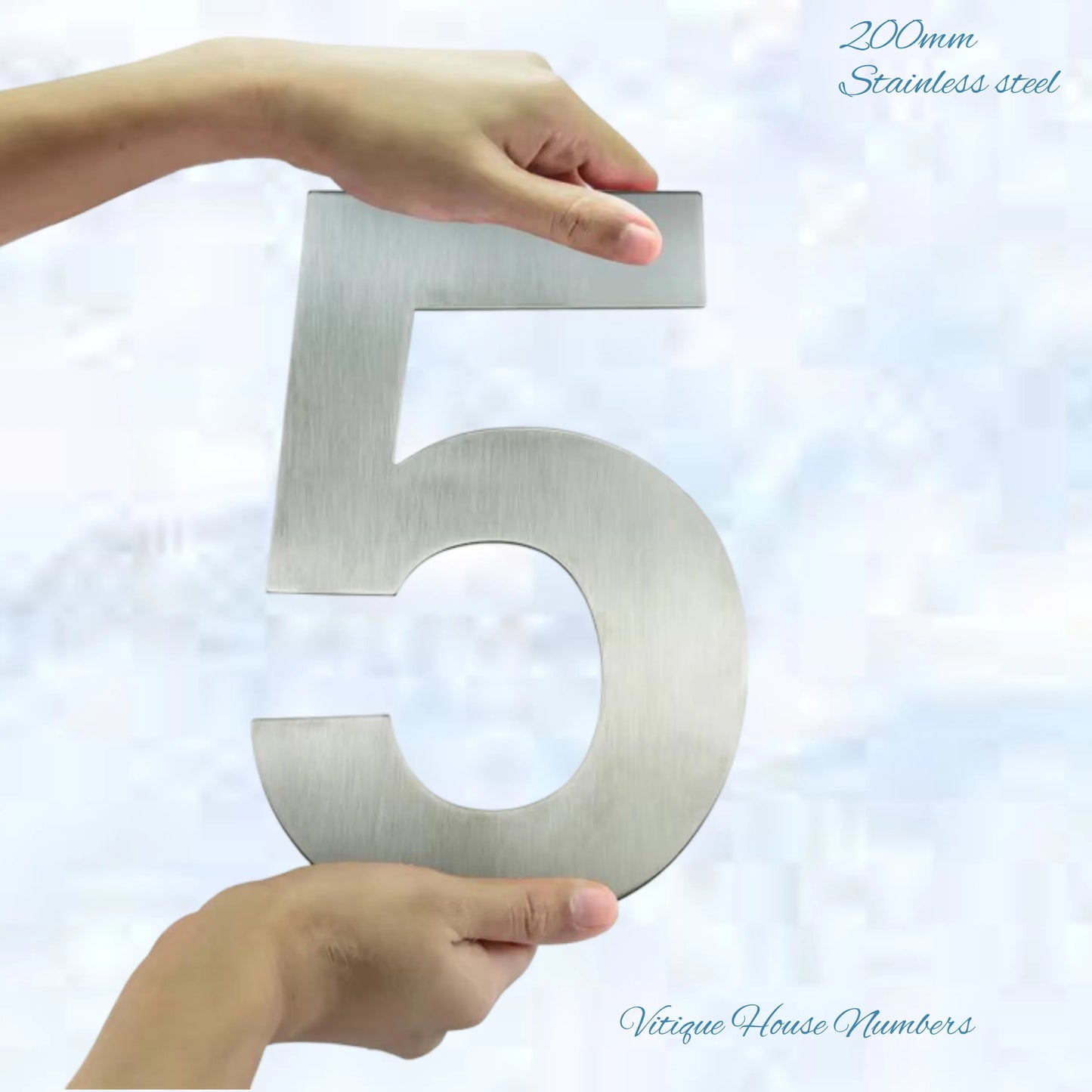 Premium 200mm 304 Stainless steel silver floating Street numbers (0-9)