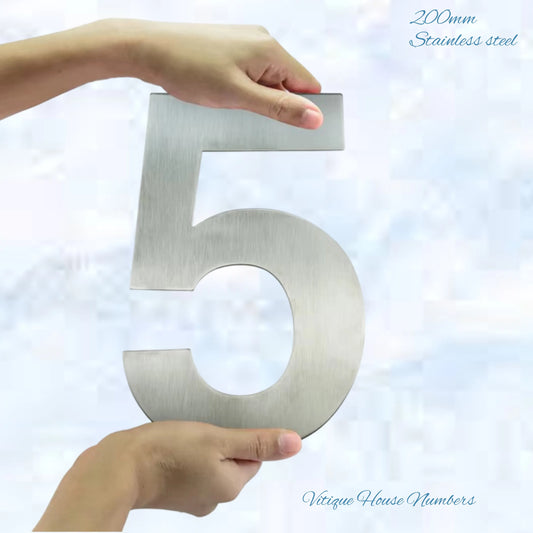 Premium 200mm 304 Stainless steel silver floating Street numbers (0-9)