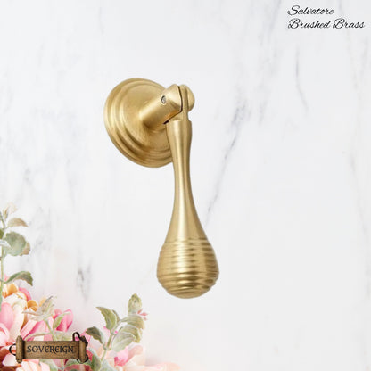 "Salvadore" Sovereign  Brushed Brass Pendant ringed cabinet handle 60mm drop