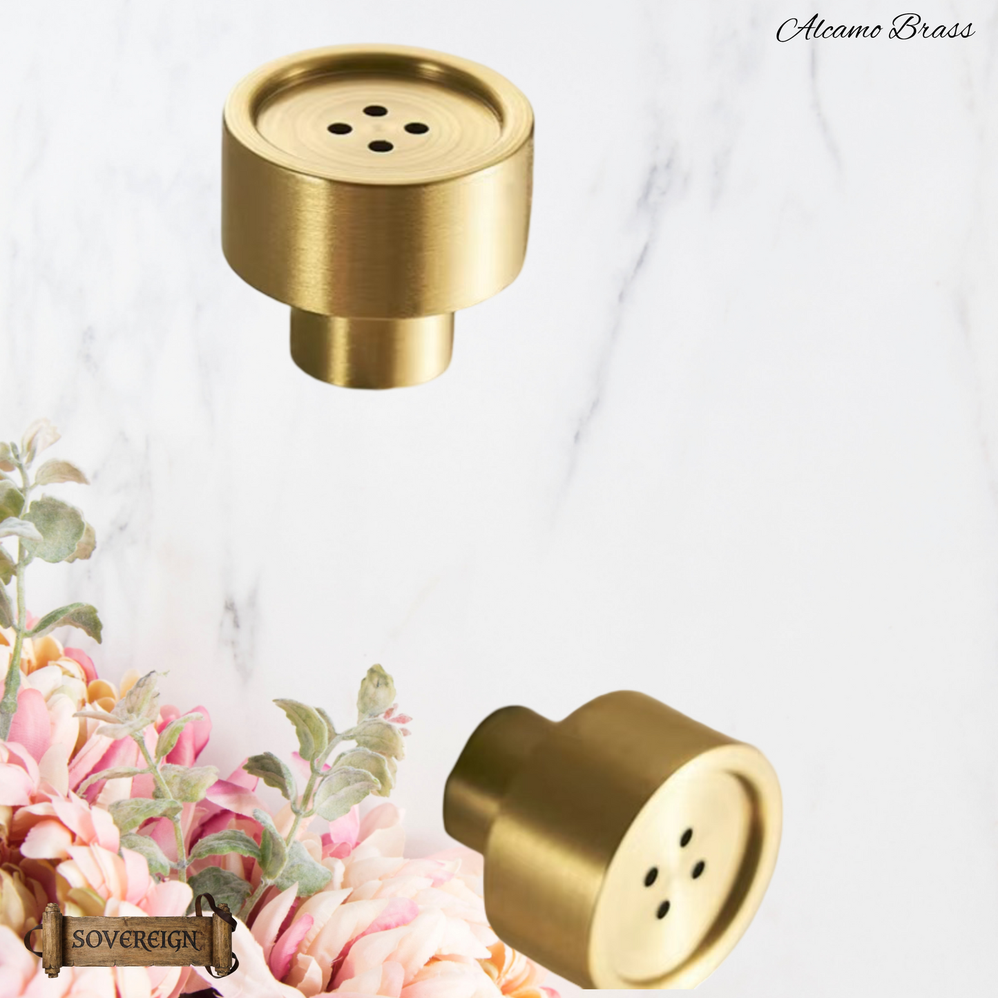 "Algua" Sovereign Brass Button cabinet/Drawer Knobs-3 finishes