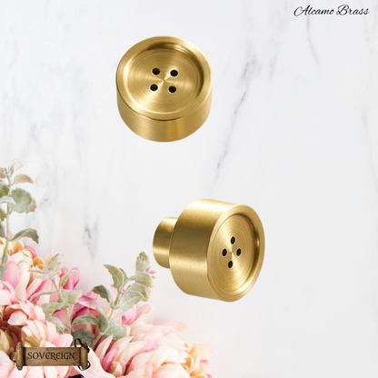"Algua" Sovereign Brass Button cabinet/Drawer Knobs-3 finishes
