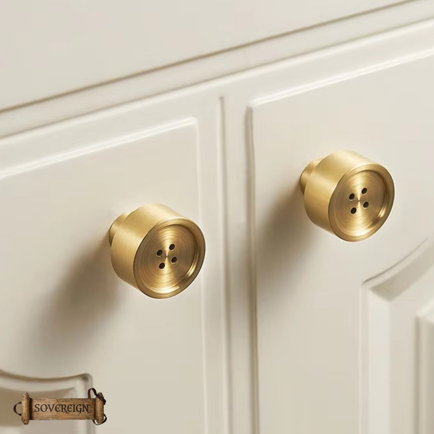 "Algua" Sovereign Brass Button cabinet/Drawer Knobs-3 finishes