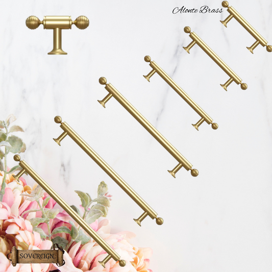 "Alonte" Sovereign beehive Brushed Brass ornate cabinet/Drawer handle-7 Sizes