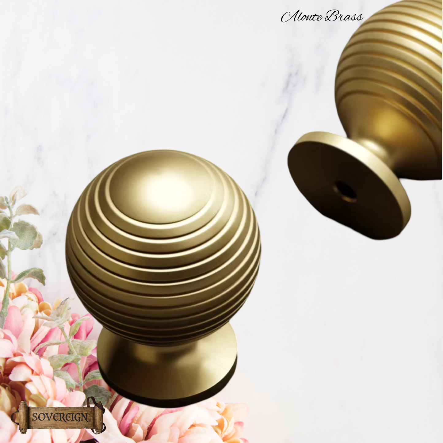 "Alonte" Sovereign beehive Brushed Brass cabinet/Drawer Knob-2 Sizes