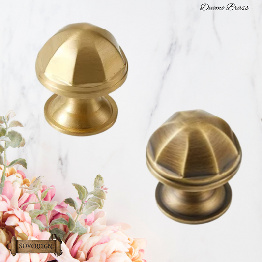 "Duomo" Sovereign Oct Dome Brass cabinet / Drawer Knob 30mm dia