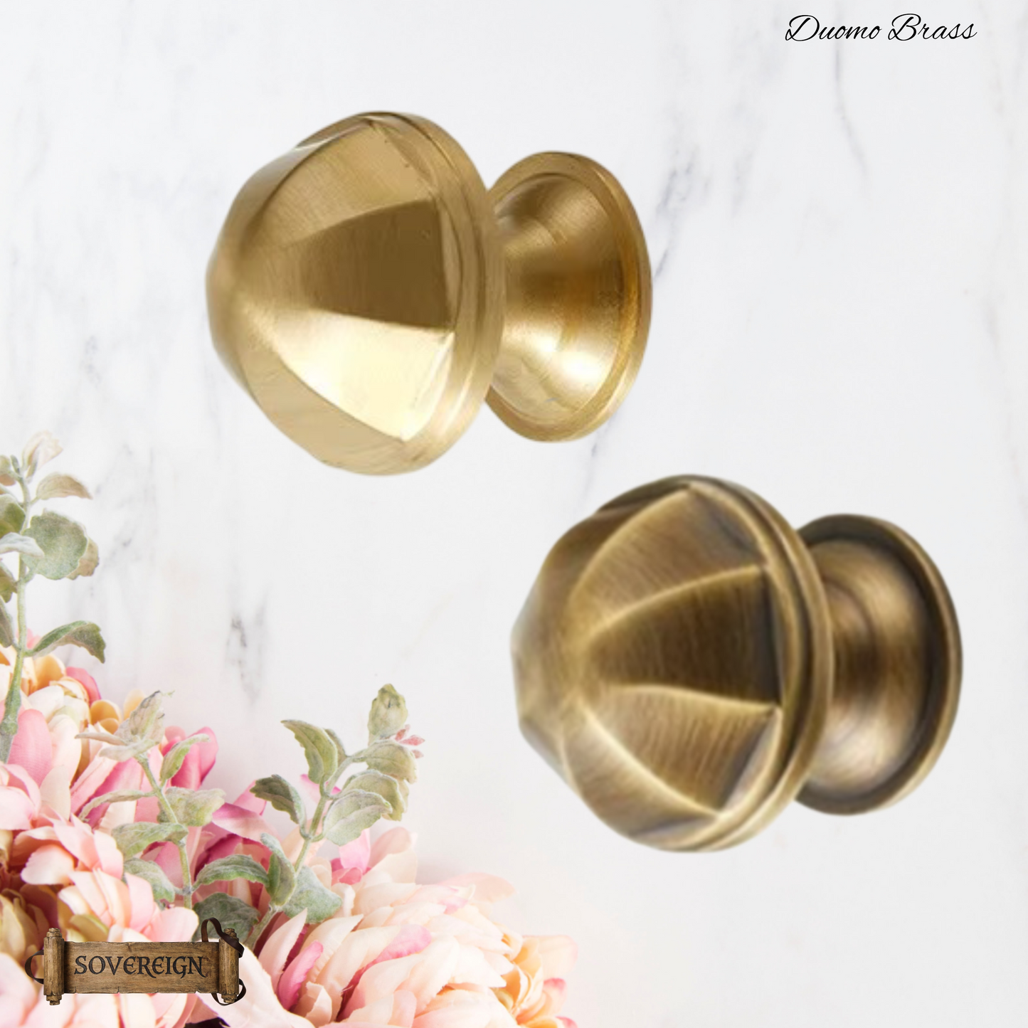 "Duomo" Sovereign Oct Dome Brass cabinet / Drawer Knob 30mm dia