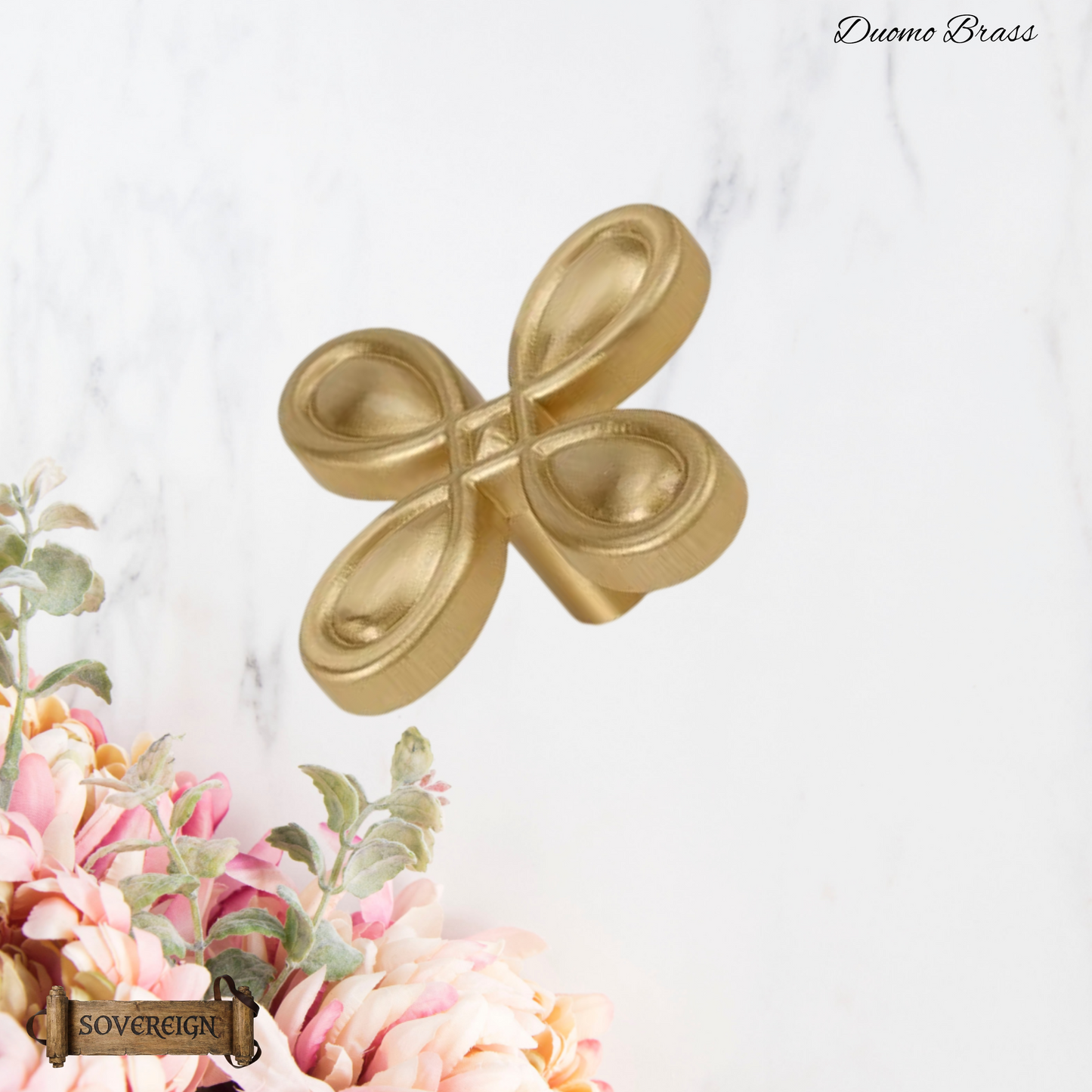 "Sanremo" Sovereign Flower Brass cabinet / Drawer Knob 40mmx40mm