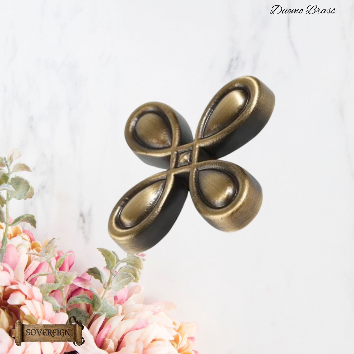 "Sanremo" Sovereign Flower Brass cabinet / Drawer Knob 40mmx40mm