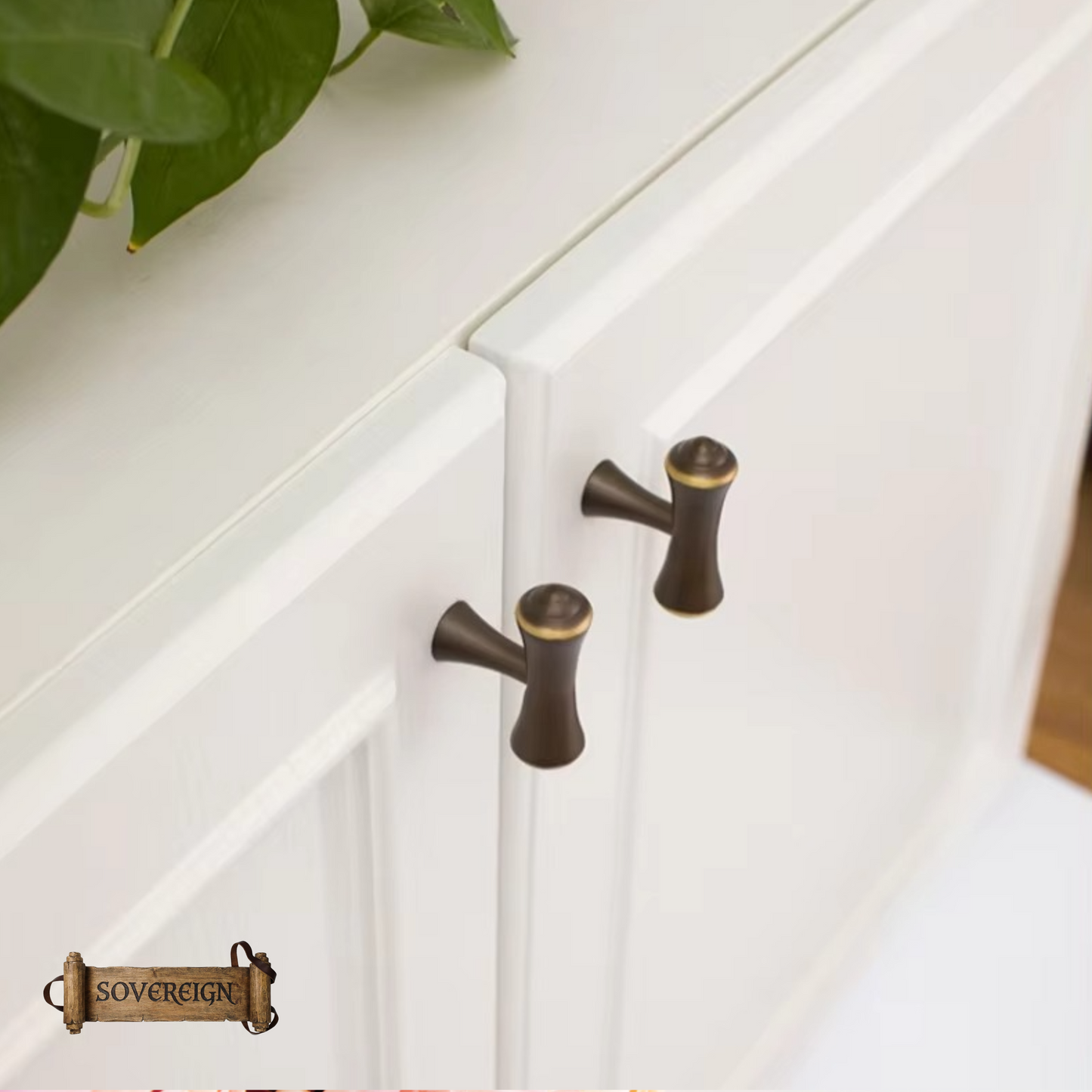 "Bellagio" Sovereign Contured T-Bar Antiqued Brass cabinet / Drawer handle-6 Sizes