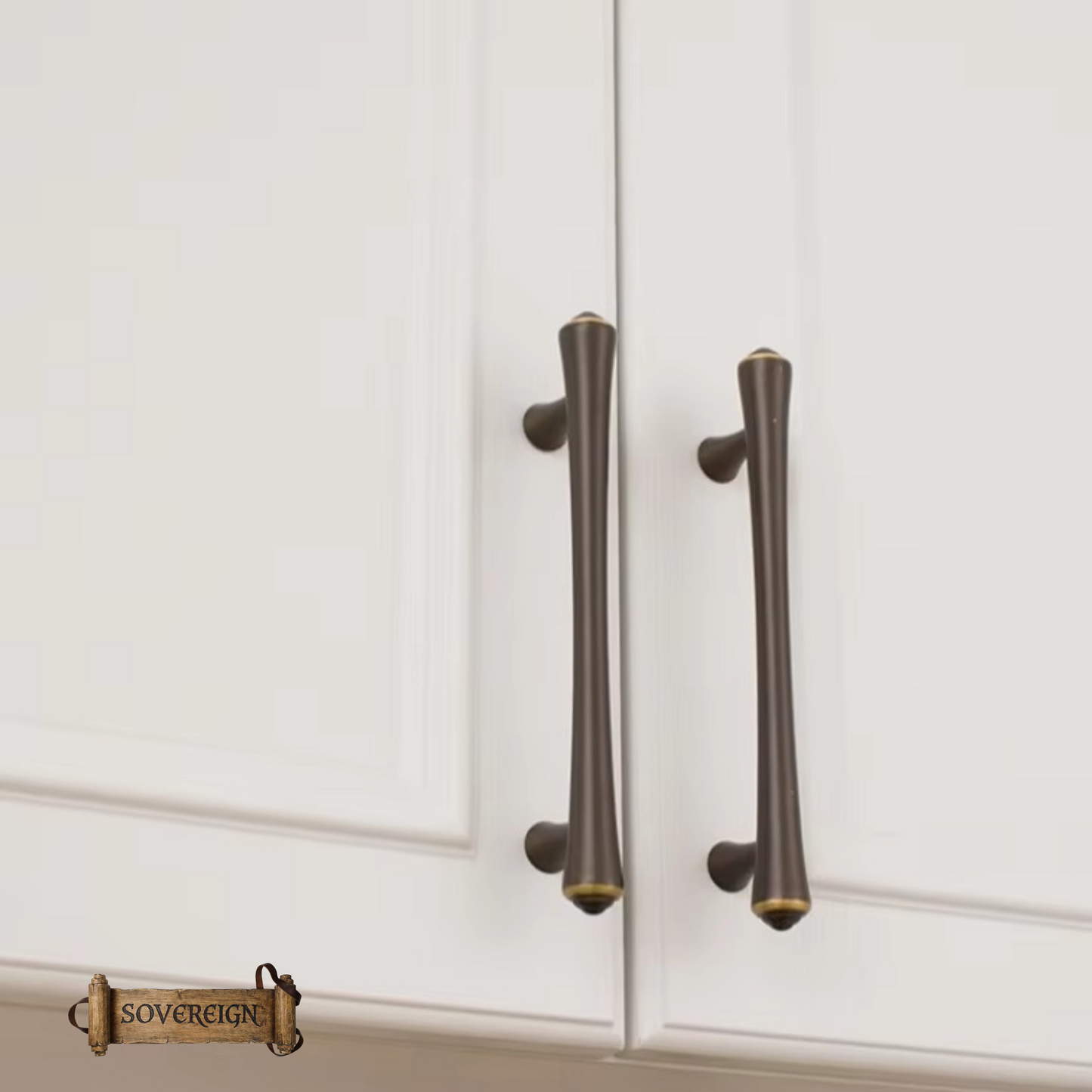 "Bellagio" Sovereign Contured T-Bar Antiqued Brass cabinet / Drawer handle-6 Sizes