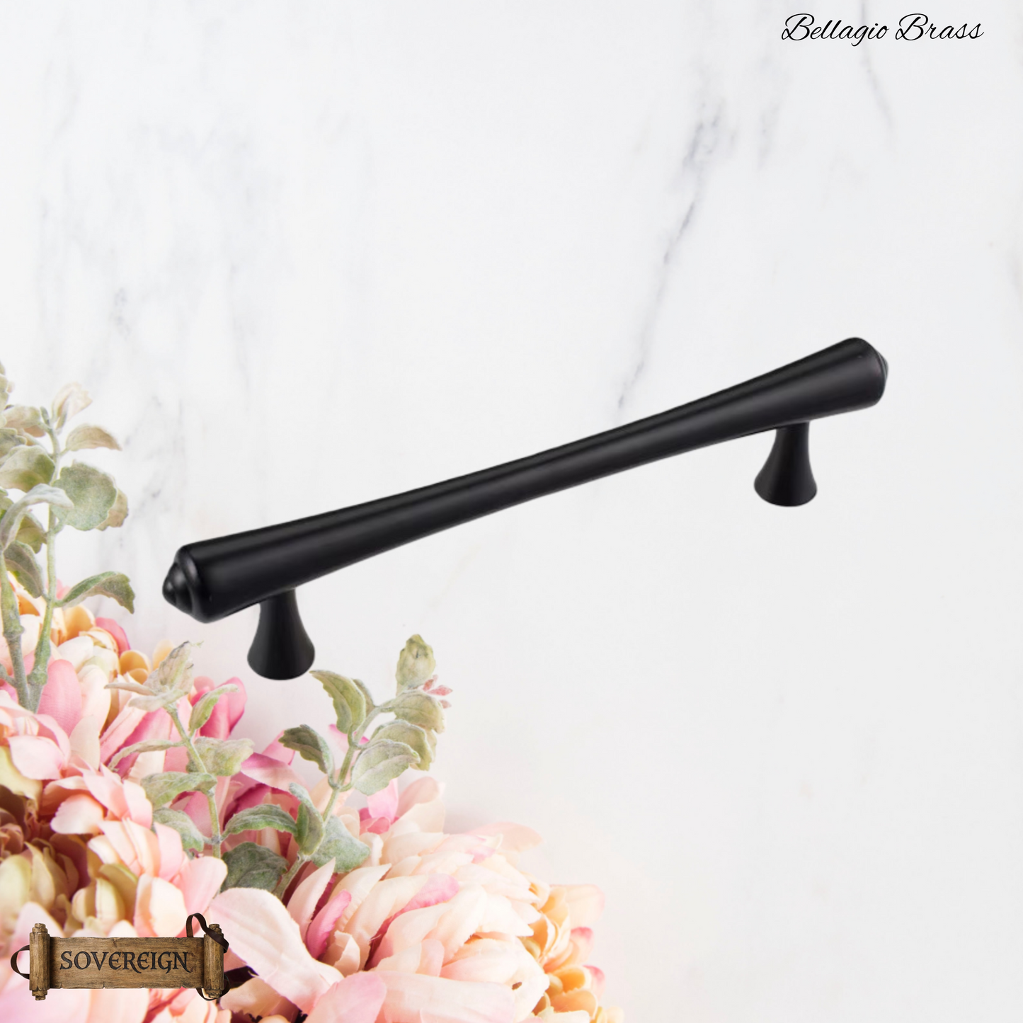 "Bellagio" Sovereign Contured T-Bar Antiqued Brass cabinet / Drawer handle-6 Sizes