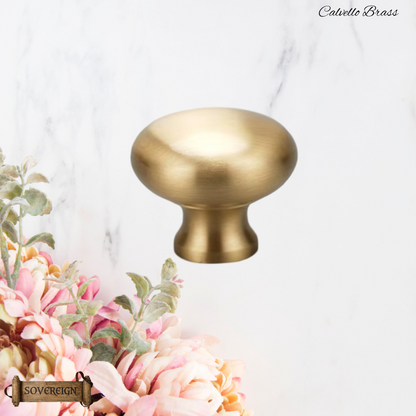 "Calvello" Sovereign majestic 28mm dia Brass cabinet / Drawer Knob-4 Finishes