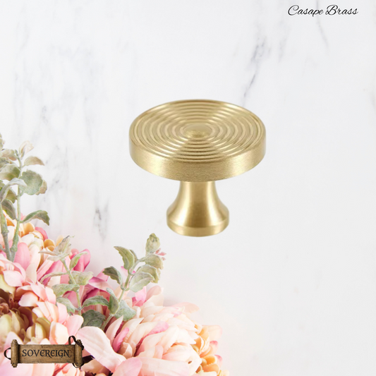 "Casape" Sovereign Eclipse Brushed Brass cabinet / Drawer Knob 31mm dia