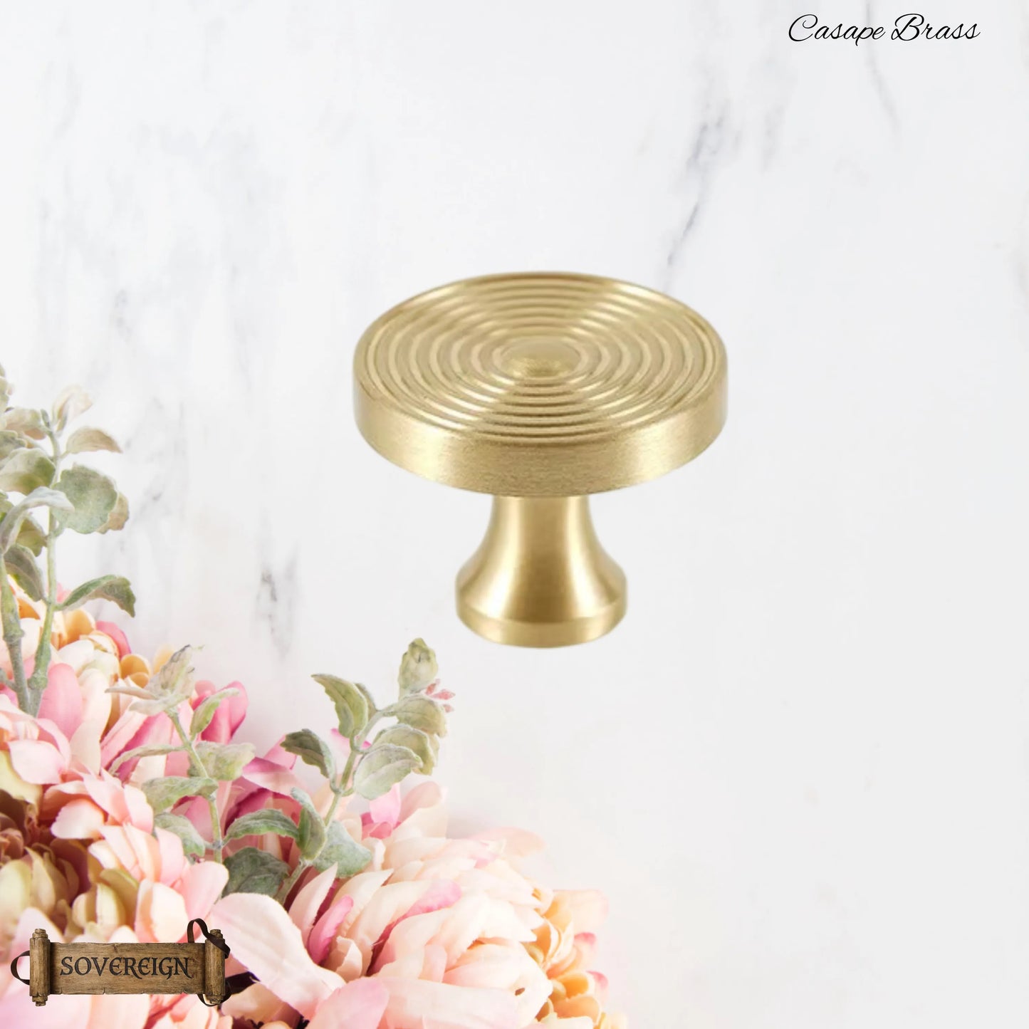 "Casape" Sovereign Eclipse Brushed Brass cabinet / Drawer Knob 31mm dia