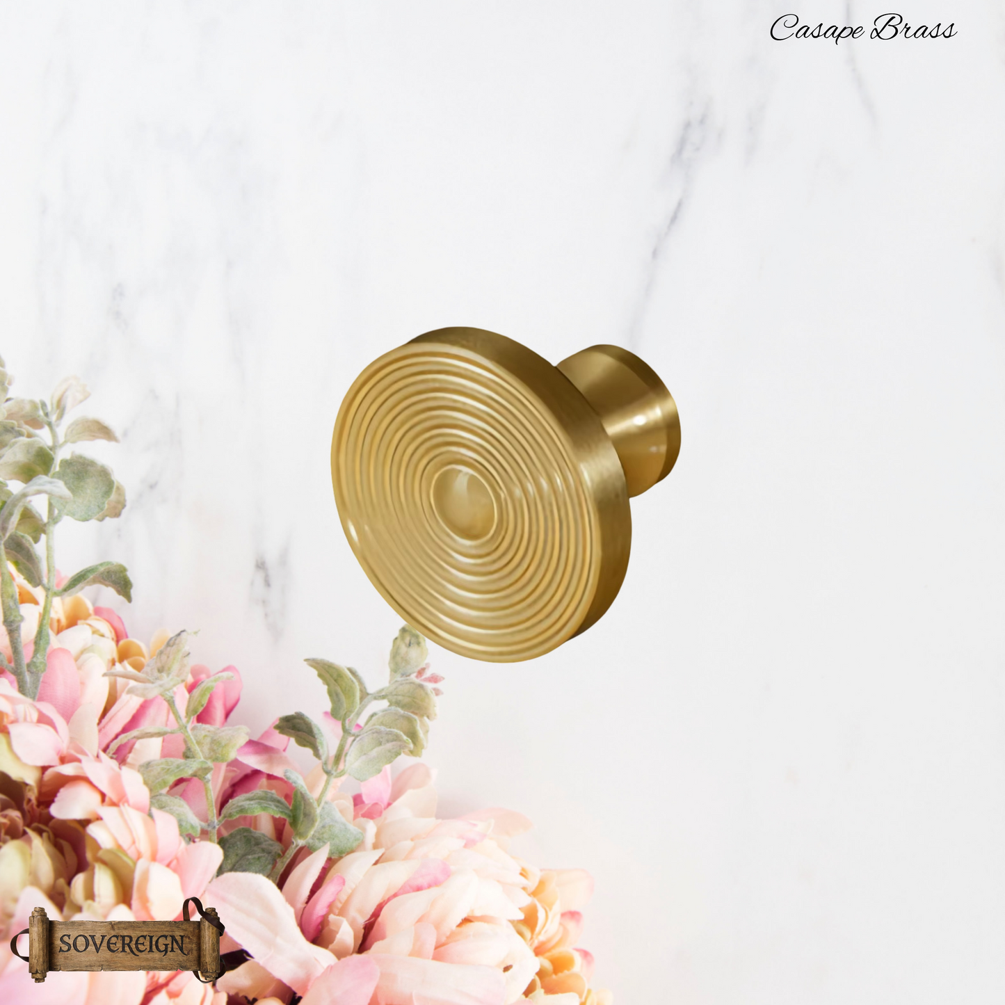 "Casape" Sovereign Eclipse Brushed Brass cabinet / Drawer Knob 31mm dia