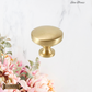 "Elice" Sovereign Smooth contoured Brushed Brass cabinet / Drawer Knob -3 sizes