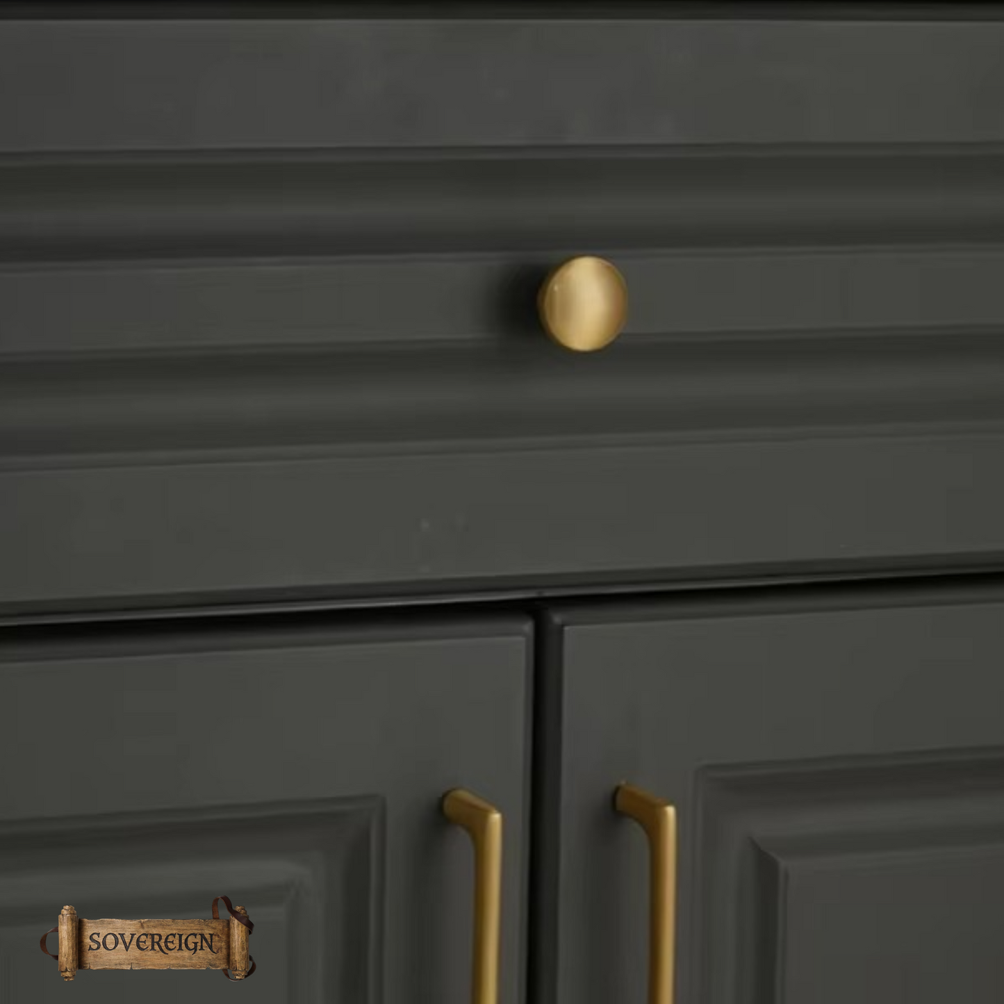 "Elice" Sovereign Smooth contoured Brushed Brass cabinet / Drawer Knob -3 sizes