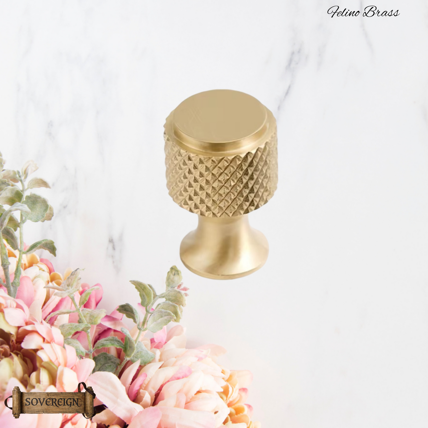 "Felino" Sovereign Cris Cross Brushed Brass cabinet / Drawer Knob 20mm dia-4 Finishes
