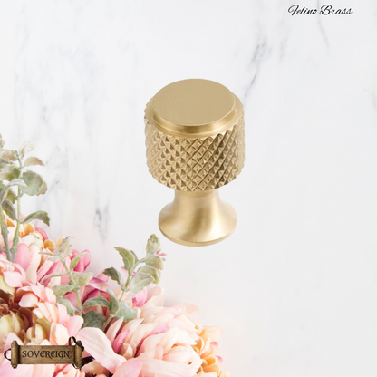 "Felino" Sovereign Cris Cross Brushed Brass cabinet / Drawer Knob 20mm dia-4 Finishes