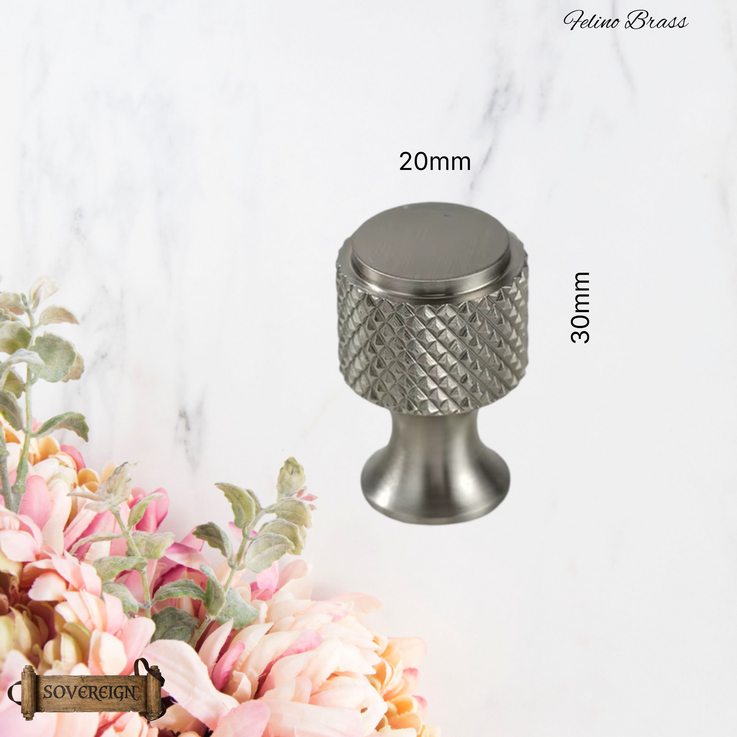 "Felino" Sovereign Cris Cross Brushed Brass cabinet / Drawer Knob 20mm dia-4 Finishes