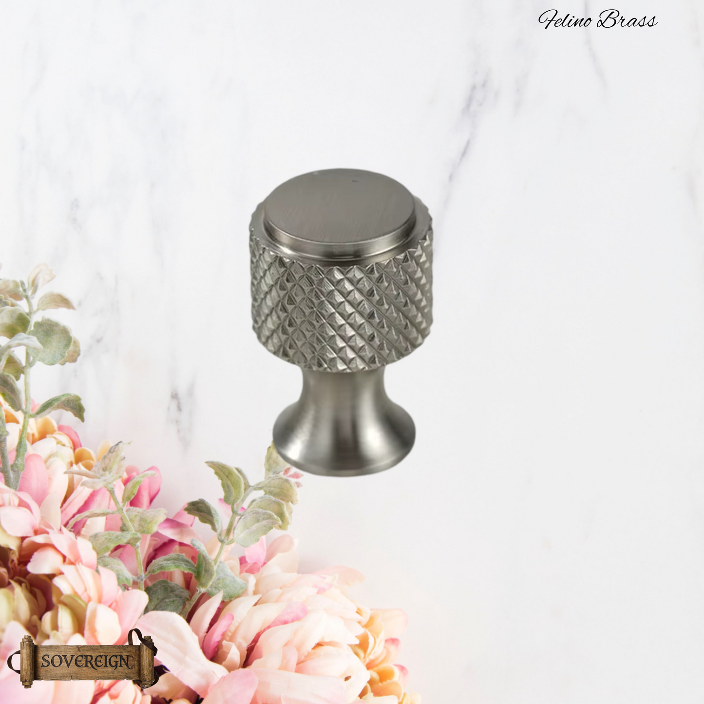 "Felino" Sovereign Cris Cross Brushed Brass cabinet / Drawer Knob 20mm dia-4 Finishes