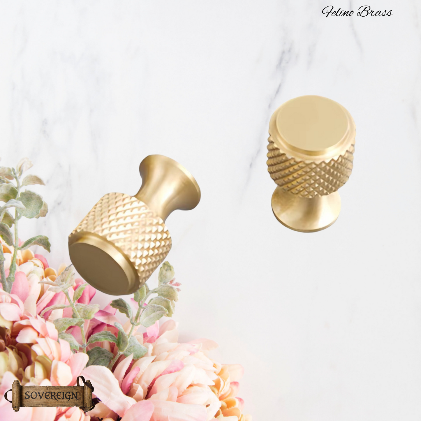 "Felino" Sovereign Cris Cross Brushed Brass cabinet / Drawer Knob 20mm dia-4 Finishes