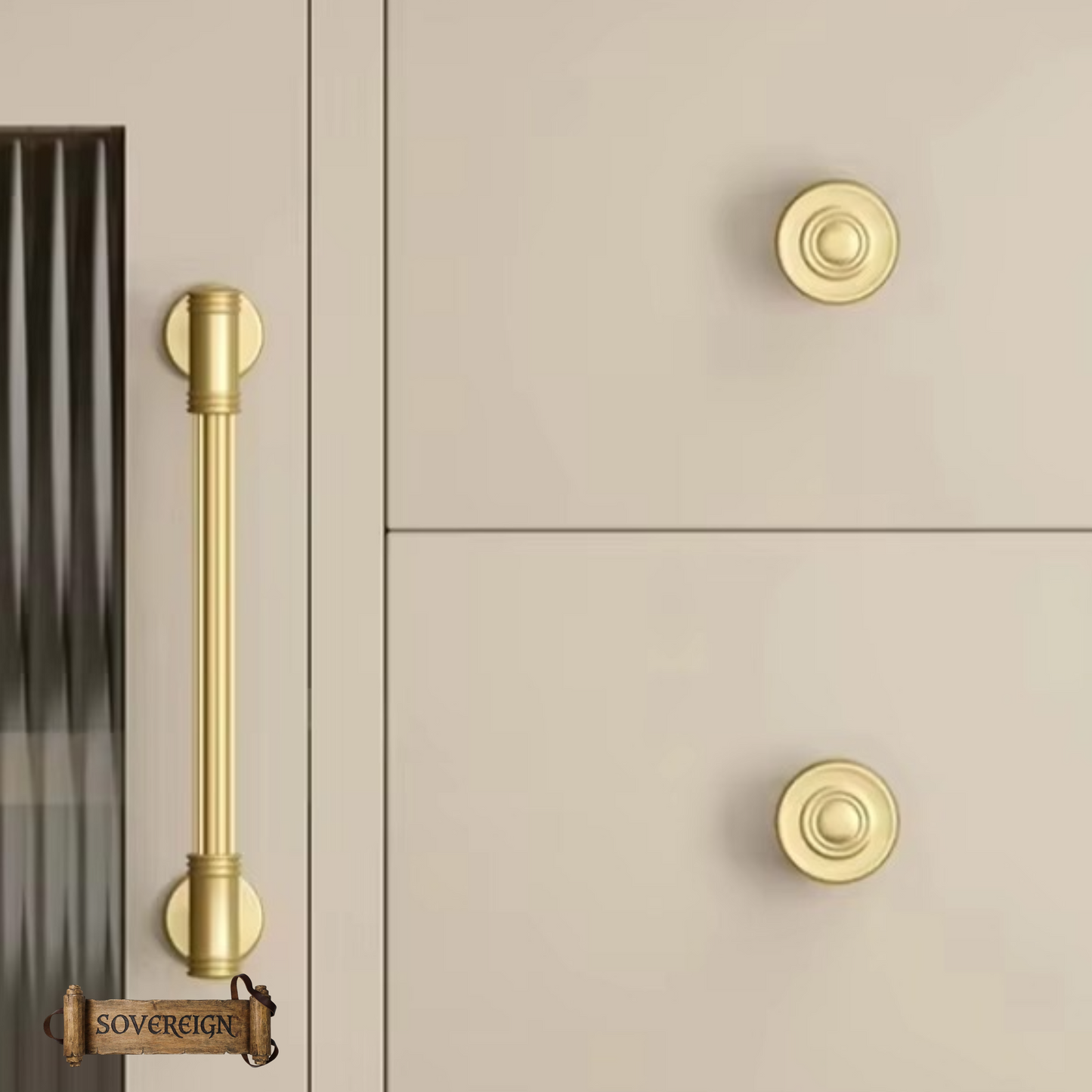"Bicocca" Sovereign Wheel Brass cabinet / Drawer Knob 30mm dia-2 Finishes