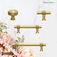 "Biccari" Sovereign Wheel Brushed Brass cabinet T-Bar Handles -7 Sizes
