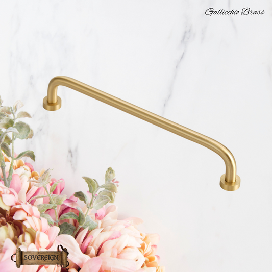 "Gallicchio" Sovereign Retro Brush Brass cabinet D-Pull Handles -8 Sizes