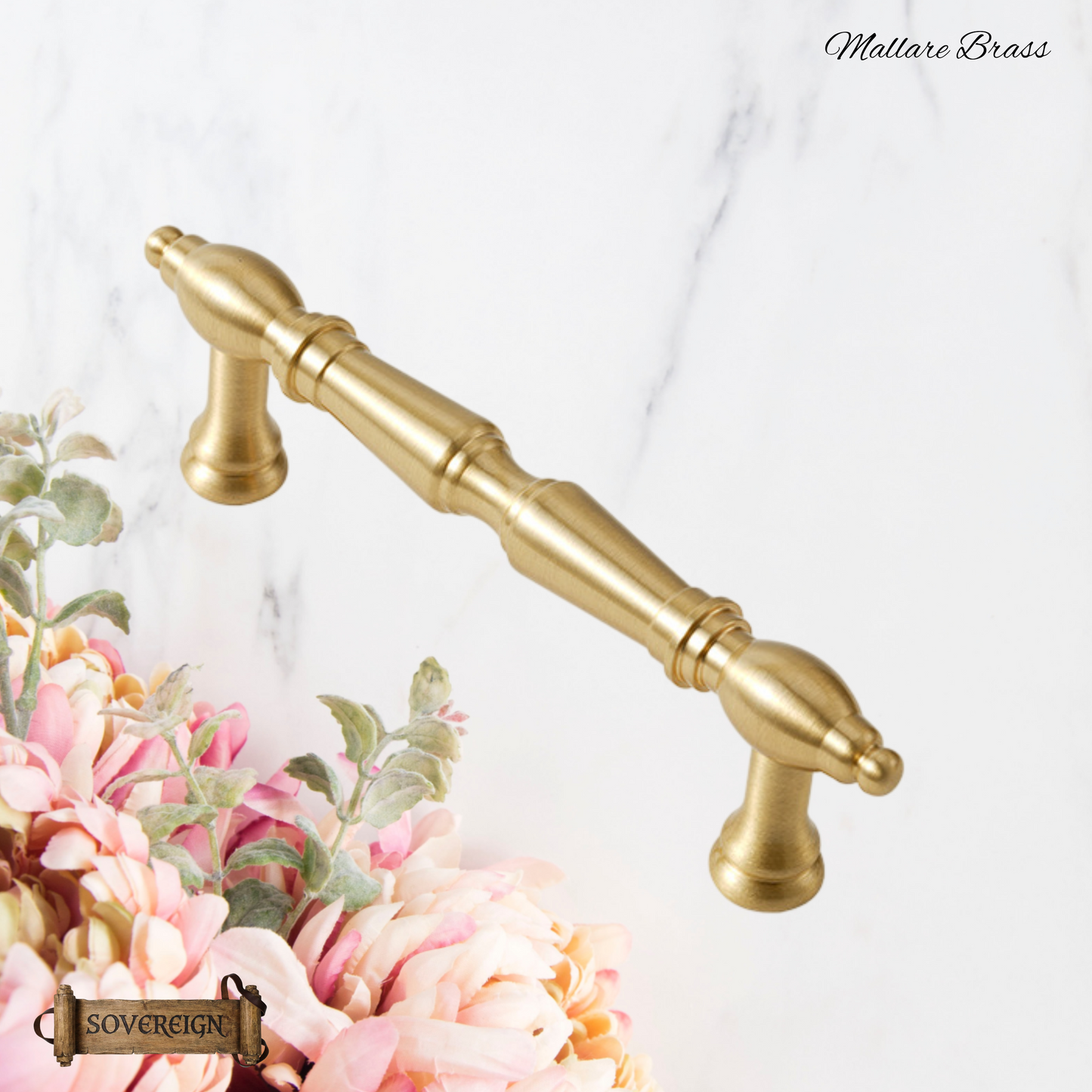 "Mallare" Sovereign Brushed Brass cabinet T-Bar Handles -5 Sizes