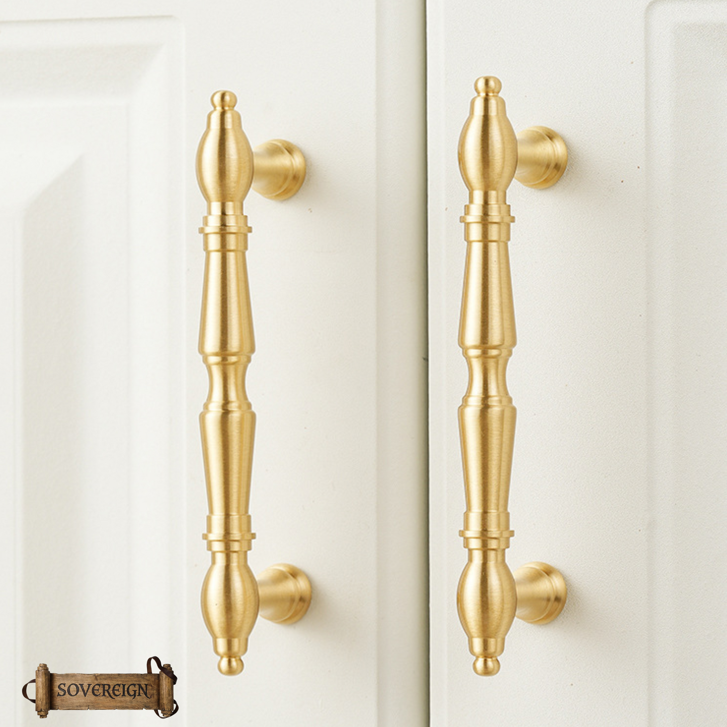 "Mallare" Sovereign Brushed Brass cabinet T-Bar Handles -5 Sizes