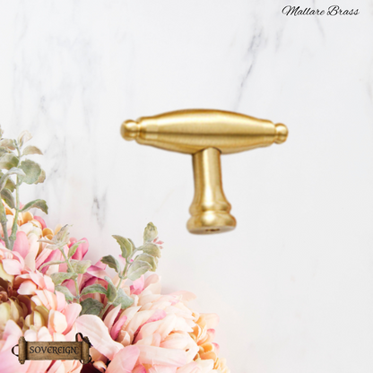 "Mallare" Sovereign Brushed Brass cabinet T-Bar Handles -5 Sizes