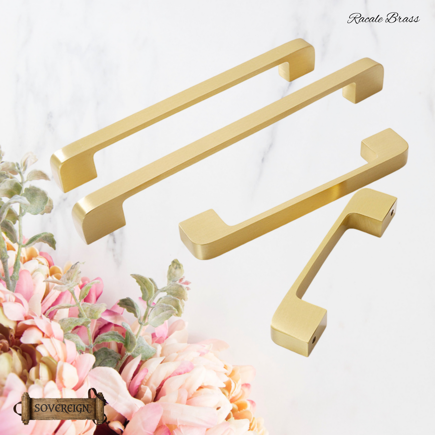 "Racale" Sovereign lovely Brushed Brass cabinet D-Handle Pulls -5 sizes