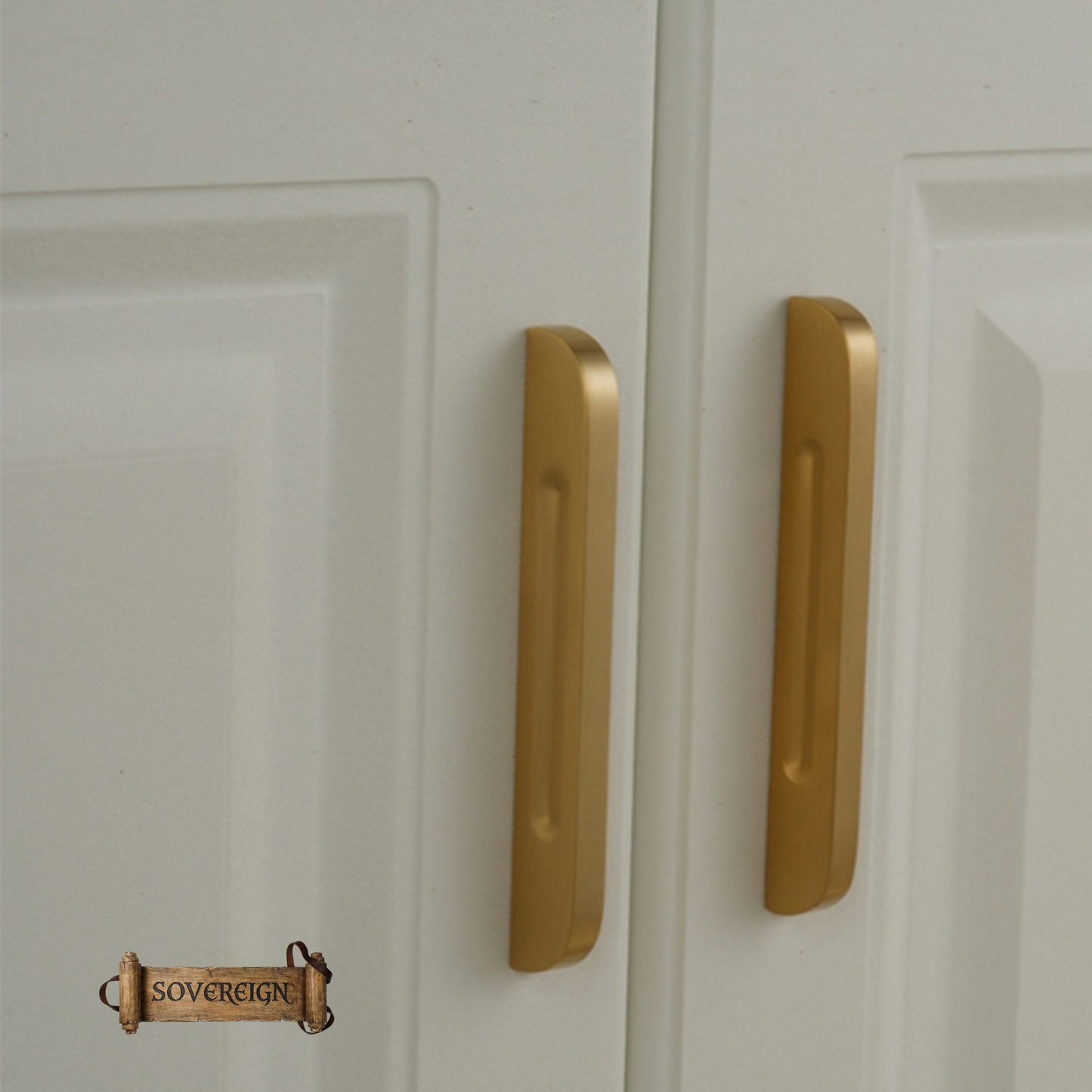"Piedmont" Sovereign Solid Brushed Brass cabinet Reccessed Grip handles (4 sizes)