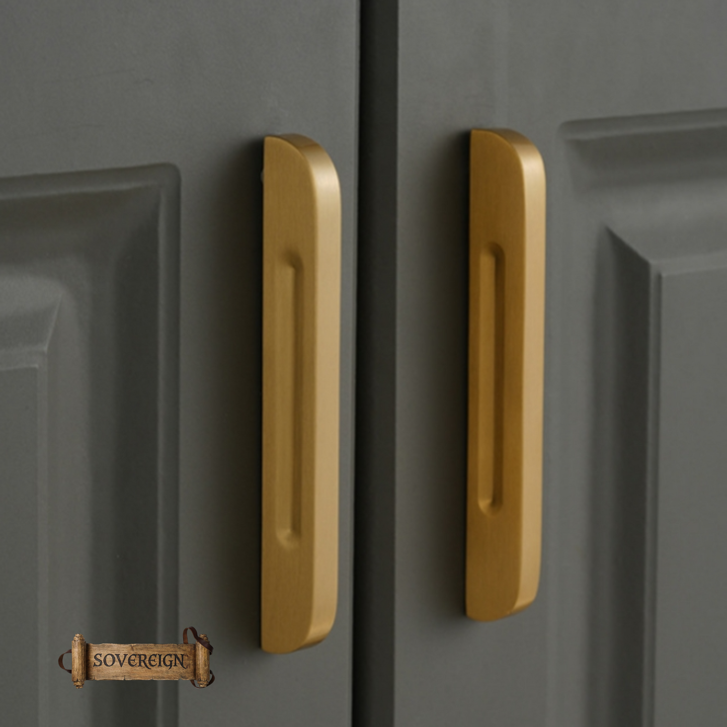 "Piedmont" Sovereign Solid Brushed Brass cabinet Reccessed Grip handles (4 sizes)