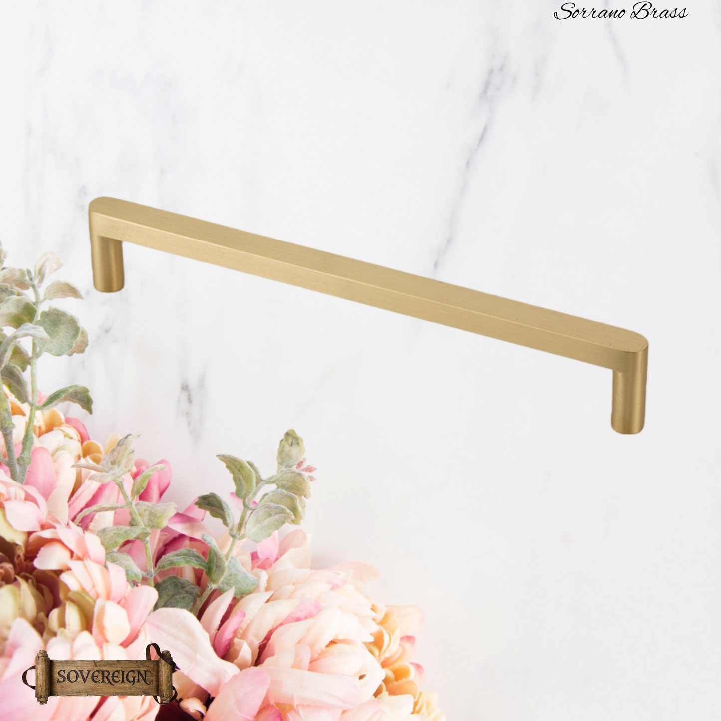 "Sorrano" Sovereign Brushed Brass cabinet D-Handle Pulls -5 sizes
