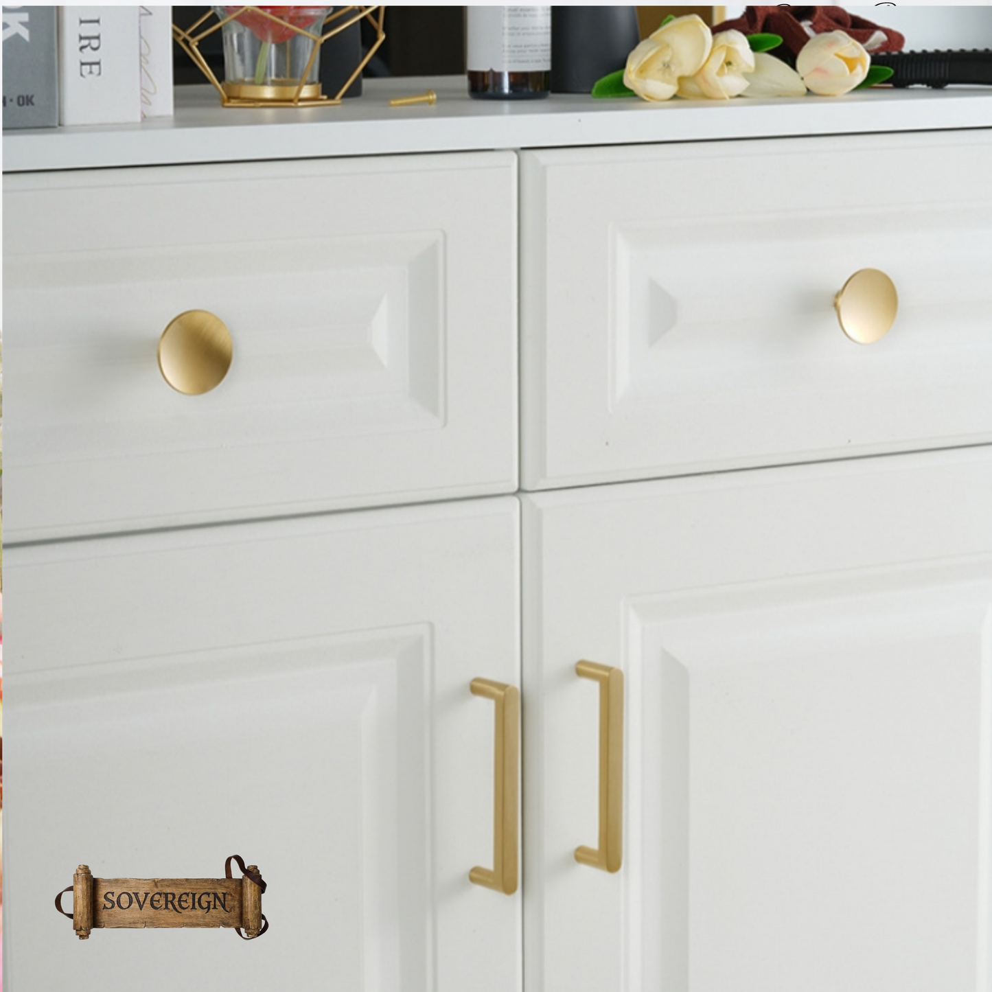 "Sorrano" Sovereign Brushed Brass cabinet D-Handle Pulls -5 sizes