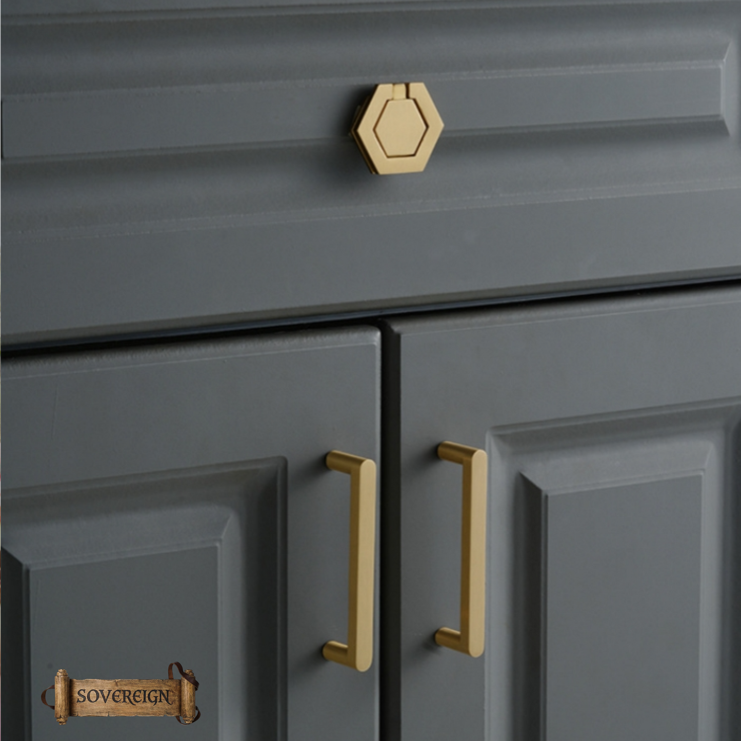 "Sorrano" Sovereign Brushed Brass cabinet D-Handle Pulls -5 sizes